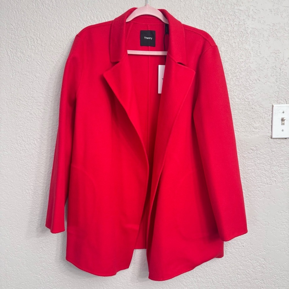 Theory Sileena Winsome 2 Wool Cashmere Coat Cardinal Red Size L NWT